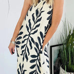 Floral Unique Printed One Shoulder Pocketed Loose Maxi Dress