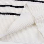 Striped Pattern Quarter Zipper Drop Shoulder Sweater Pullover