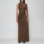 Willow Rowe | Draped Cape-Sleeve Maxi Dress For Women