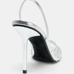 METALLIC EFFECT HEELED SANDALS