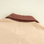 Light French Beige Striped Patchwork Collar Sweatshirt