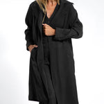 Nadorine Casual Slim Fit Long Blazers Collar Open Front Jacket with Pockets