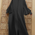 Casual Batwing Sleeves Split-Front Solid Color Maxi Dresses