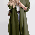 Solid Lapel 3/4 Sleeve Slit Cardigan