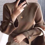Simple Loose Solid Color High-Neck Sweater