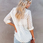 Nadorine Long Sleeve Button Up Shirt Summer Sheer Tulle Top for Women Casual Loose Business Casual 2026 | Under