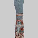 Flared Pants Floral Printed High-Waisted Pockets Jean Pants Bottoms