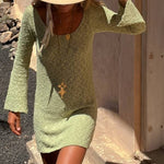 Lyssa Knit Flare Sleeve Open Back Loose Mini Dress