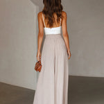 Wide Leg Flowy Pants Summer Boho Elastic Waist Drawstring Palazzo Trousers