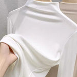 Half High Neck Long Sleeve Thread Slim-fit T-shirt