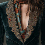 Velvet Blazer With Intricate Embroidered Lapels