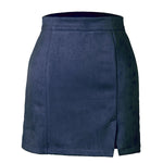 High-waist zipper autumn and winter A-line solid color skirt