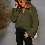 Nadorine Casual Long Sleeve Half Zip Pullover Sweaters
