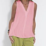 Women's Sleeveless V-Neck Chiffon Blouse Vest