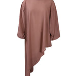 Loose See-Through Long Sleeves Asymmetric Solid Color High-Neck T-Shirts Tops