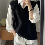 V-neck Waistcoat Sweater Loose Knitted Sleeveless Vest Top