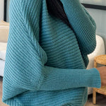 Fashionable Round Neck Bat Sleeve Knitted Sweater