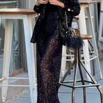 Sequined Draped Trousers
