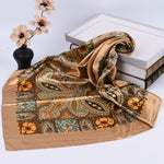 Vintage Bohemian Paisley Print Satin Square Scarf
