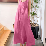 Sling Long Dress Loose Pocket Round Neck Sleeveless Dress