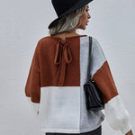 Knitted Color Block Pullover Lightweight Loose Casual Sweater