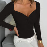 Sexy Cross V Neck Long Sleeve Sweater