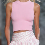 Elegant Retro Pink Knit Top