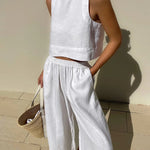 Nadorine Crop Tops Wide Leg Pants Set