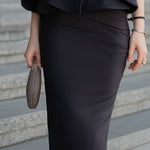 Modern Peplum Hourglass Two-Piece Midi Skirt Set