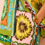 Loose casual shorts fashionable versatile printed daisy flower linen two-piece suit