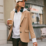 Lapel Collar Single Breasted Blazer Jacket with Pockets