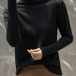 Solid Color Heaps Collar Long Sleeve Knitwear Tops