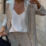 Special Treat Sequin Lapel Party Loose Blazer