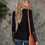 Solid Color Long Sleeve Knitted Base Top