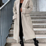 Women's Thick Windproof Belted Long Trench Coat Outerwear