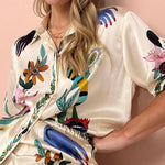 Flower jungle print casual two-piece set
