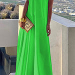 Elegant Simplicity Solid Asymmetrical Oblique Collar Evening Dress Dresses