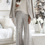 Special Treat Sequin High Rise Wide Leg Party Pants