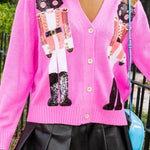 Christmas Nutcracker Sequined Casual Knitted Cardigan