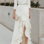 Long Sleeve Round Neck Top And Asymmetrical Ruffle Skirt Set