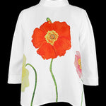 High-low Loose Flower Print Split-Joint Stand Collar T-Shirts Tops