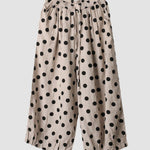 Nadorine Casual Polka Dot Wide-Leg Cotton-Linen Palazzo Pants