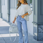 Stretch Flared Denim Trousers