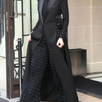 Long Sleeves Split-Joint Split-Side Notched Collar Outerwear
