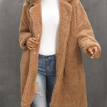 Faux Fur Mid-length Plush Cardigan Coat