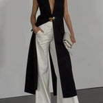 Loose Sleeveless Split-Joint Deep V-Neck Vest Outerwear