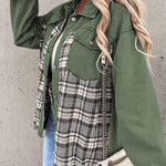 Plaid Patchwork Jackets Lapel Collar Spliced Button Down Pockets Overcoats
