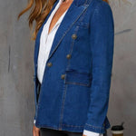 Easy On Me Faux Double Breasted Denim Blazer
