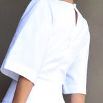 Half Sleeves Loose Solid Color Zipper Round-Neck Maxi Dresses