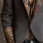 Vintage Floral Print Contrast Blazer